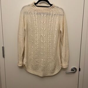 VILA Cream Cable Knit Crew Neck Sweater